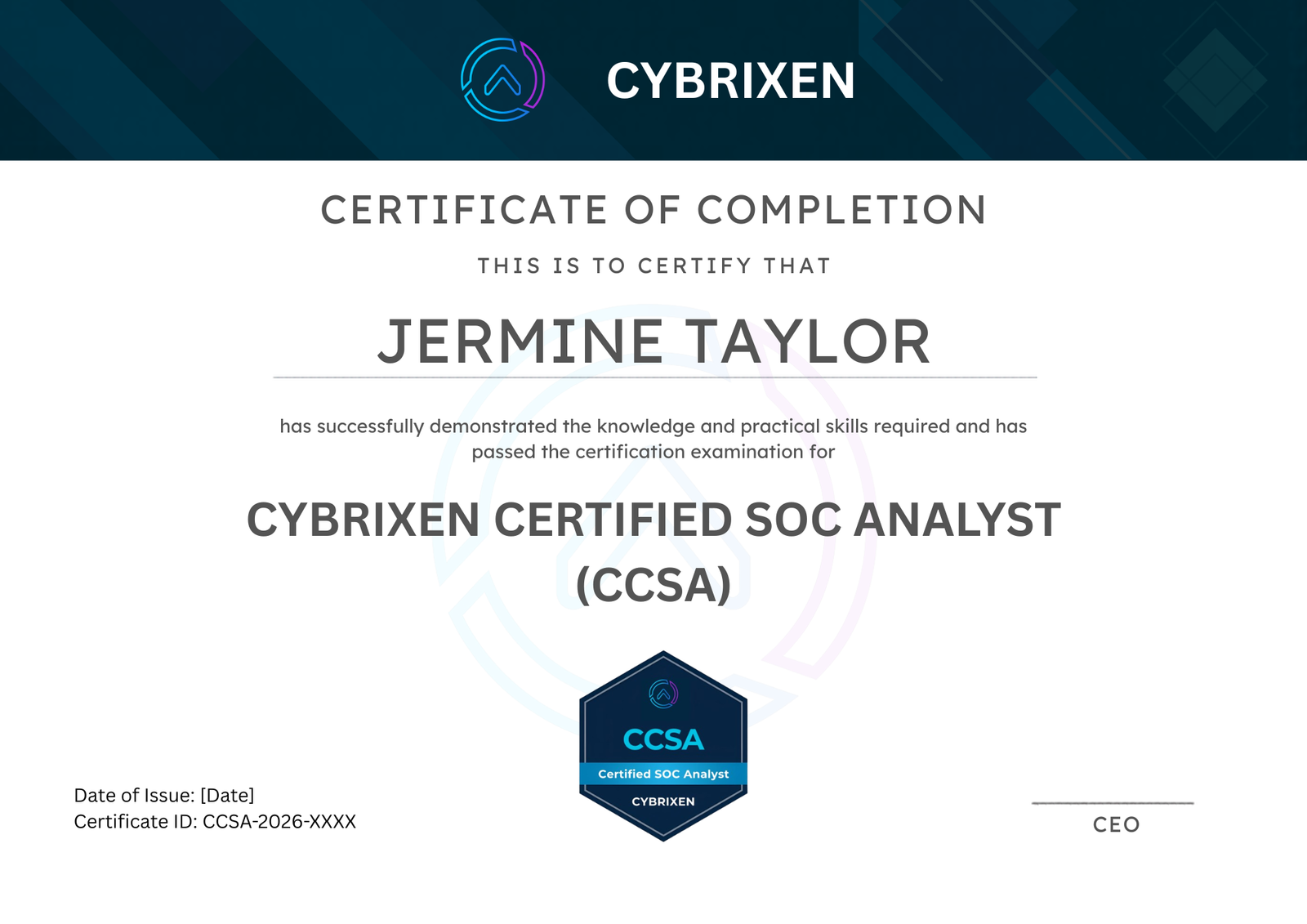 CCSA Certificate